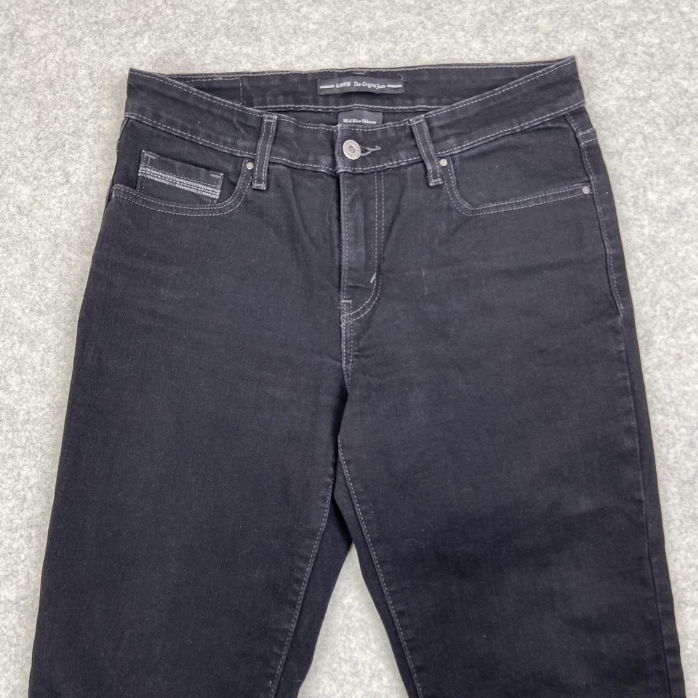 Levi's Mid Rise Skinny Jeans Womens 10 (30x28) Black Stretch Dark Wash Denim